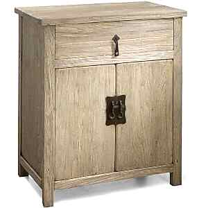 Chinese Country Wooden 1 Drawer 2 Door Side Cabinet - Natural Elm Finish