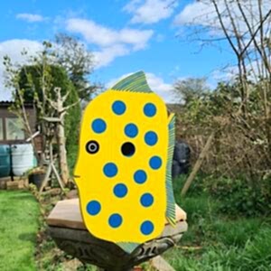 Handmade Yellow Fish Wooden Bird House