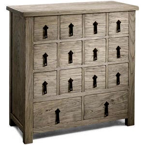 Chinese Herbalist Wooden 14 Drawer Chest - Natural Elm Finish