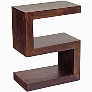 Dakota Dark Wood Mango S Shape Display Unit Rustic Hardwood