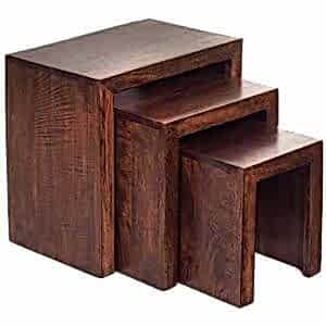 Dakota Dark Wood Mango Nest of 3 Tables Hardwood