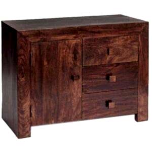 Dakota Mango Dark Hardwood 3 Drawer 1 Door Sideboard
