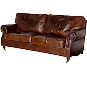 Crumpled Brown Leather Three Seater Sofa