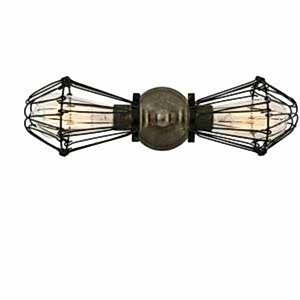 Twin Antique Brass Jailhouse Wall Light