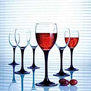 6 Wine Glasses 250 ml Black Stem by Solavia