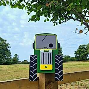 Handmade Tractor Bird Box With Personalised Text