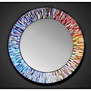 Roulette PIAGGI multicolour glass mosaic round mirror