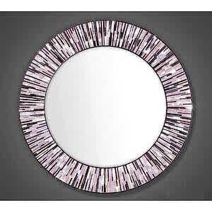 Roulette PIAGGI pink glass mosaic round mirror