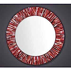 Roulette PIAGGI red glass mosaic round mirror
