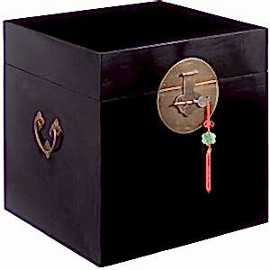 Chinese Black Lacquer Trunk, Square