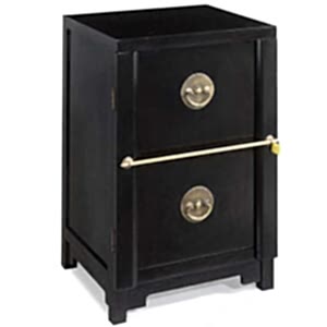 Chinese Two Drawer Filing Cabinet, Black Lacquer