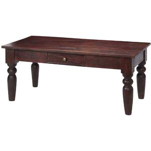 Maharani Dark Wood Rectangular Coffee Table with Storage 110 x 55cm