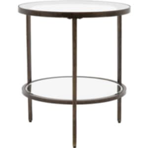 Temperley Round Metal and Glass Side Table in Bronze or Champagne