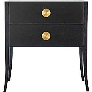 Orly Black Wenge Wood Bedside Table with 2 Drawers