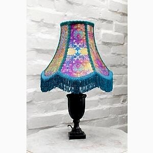 Caliana Peacock Blue & Pink Silk Tasselled Lampshade Handmade