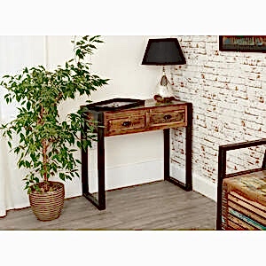 Shoreditch Console Table Reclaimed Wood with 2 Drawers