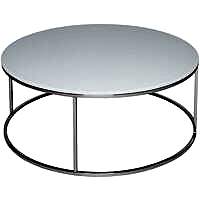 Kensal Circular Coffee Table 100cm - White/Black/Walnut Top & Metal Base