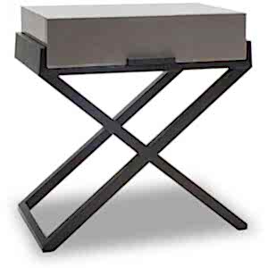 Boston 1 Drawer Bedside Table Taupe & Black