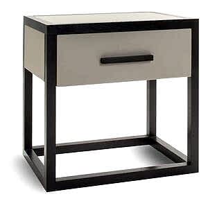 Roux Bedside Table Black & Taupe Faux Leather 