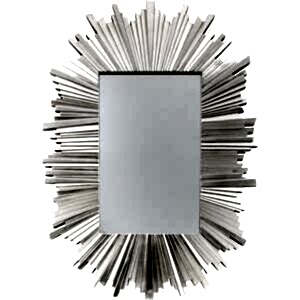 Herzfeld Rectangle Starburst Wall Mirror Silver