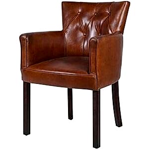 Bijoux Brown Leather Back Buttoned Club Armchair