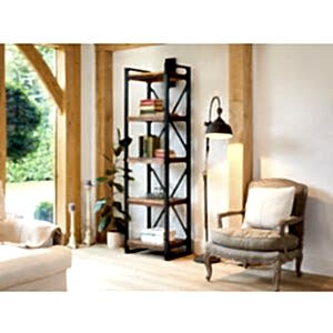 Shoreditch Rustic Alcove Bookcase in Reclaimed Wood & Metal