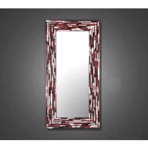Big Q Red Modern Glass Mosaic Rectangular Mirror