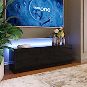 Frank Olsen TV Cabinet 150cm High Gloss Black with LED Mood Lighting