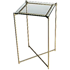 Iris Vintage Square Plant Stand 43cm - Glass/Marble/Wood Top & Metal Frame