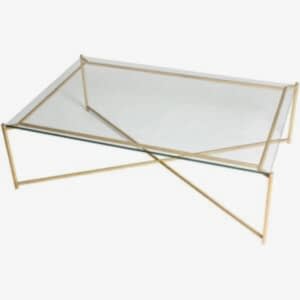 Iris Vintage Rectangular Coffee Table 123 x 83cm - Glass/Marble Top & Metal Frame