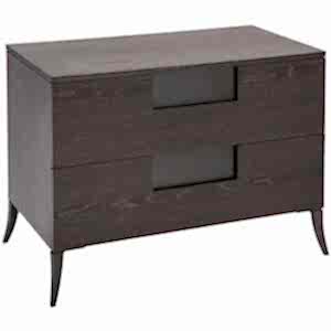 Fitzroy Wide Bedside Table Two Drawer in Modern Charcoal Wenge Finish
