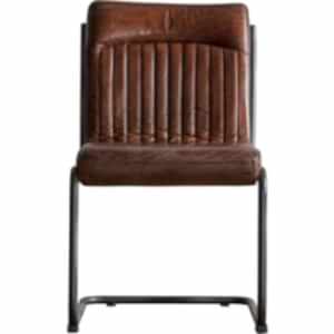 Capri Ribbed Real Leather and Metal Frame Cantilever Office Chair in Brown or Black