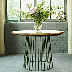 Birdcage Bistro Dining Table Vintage Mango Wood and Steel