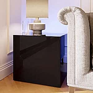 Frank Olsen Cube Lamp Table High Gloss Black with LED Mood Lighting
