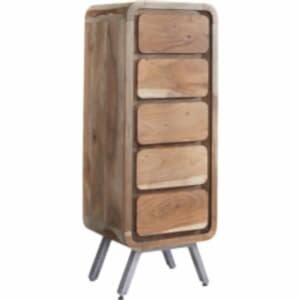 Aspen 5 Drawer Retro Indian Tallboy Chest Reclaimed Wood