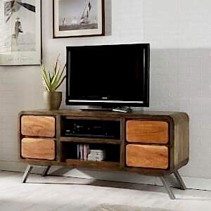 Aspen Retro Reclaimed Wood Indian 4 Drawer TV Plasma Media Unit