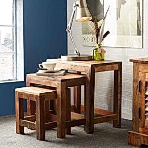 Coastal Nest of 3 Tables in Reclaimed Wood