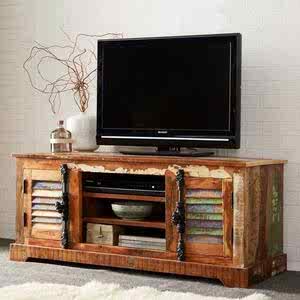 Coastal 2 Door Media TV Cabinet in Reclaimed Wood