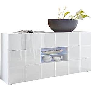 Treviso Sideboard, Two Doors, Two Drawers - White Gloss Finish