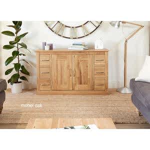 Mobel Solid Oak Modern Sideboard 6 Drawer 2 Door