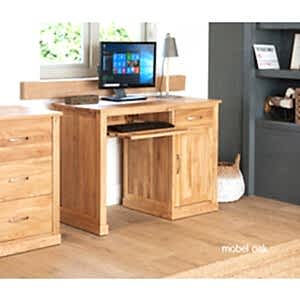 Mobel Oak Single Pedestal Computer Desk by Baumhaus Furniture