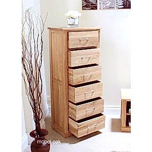 Mobel Oak Tallboy Modern Design Tall Chest of 6 Drawers