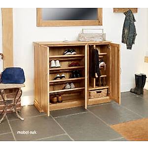 Mobel Oak Extra Large Shoe Cupboard by Baumhaus Furniture