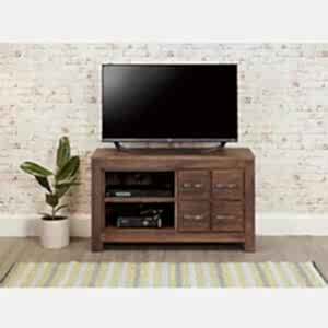 Mayan Walnut Rustic Media TV Cabinet 4 Drawers