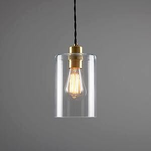Dalat Clear Glass Cylinder Pendant 14cm