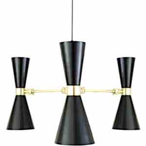 Cairo 3 arm Retro Modern Chandelier Black or White