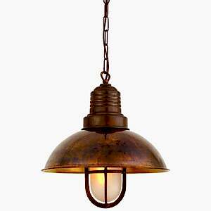 Tirana Deck Industrial Pendant Light 30cm - Antique Brass or Silver