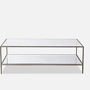 Oliver Glass Rectangular Coffee Table - Antique Bronze, Silver or Gold