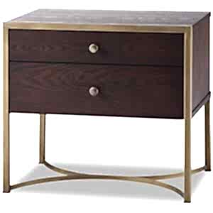 Rivoli Bedside Table Brown Ash Steel or Brass Frame