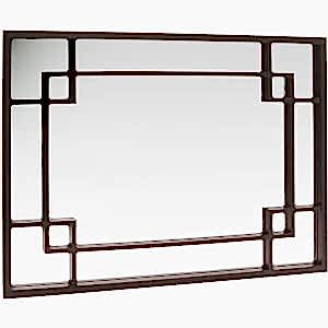 Rochester Art Deco Mirror Black Wenge Oak Wood Frame 110cm x 80cm
